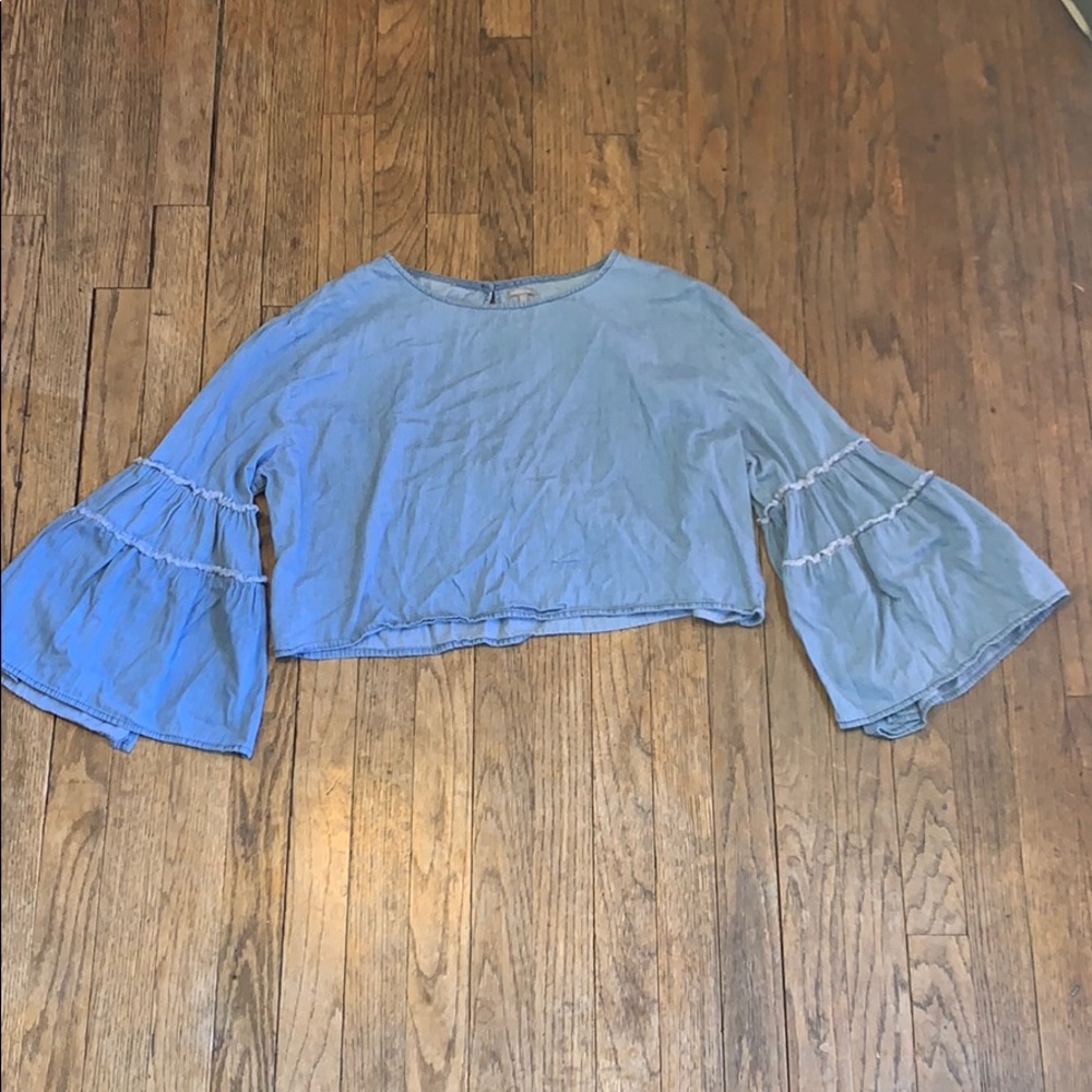 Denim bell sleeve Top